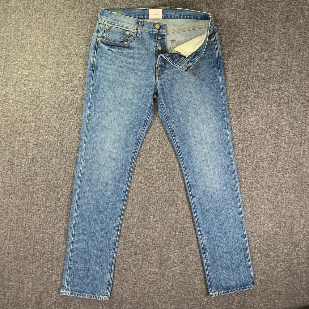 Sid Mashburn Jeans Men 32x32 Blue Denim Button Fly Made In USA Modern